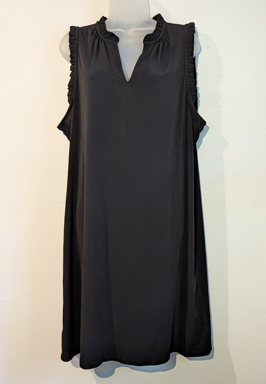 Michael Michael Kors Black Dress Women Sz 1x Notch Neck Sleeveless Stretch Knit